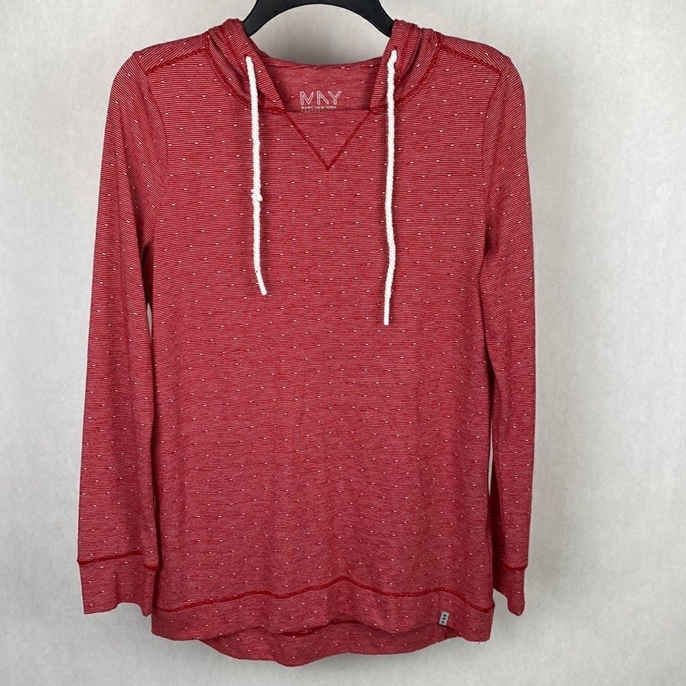 MAY by Marc New York Performance Pullover Hoodie Medium Lightweight Red White